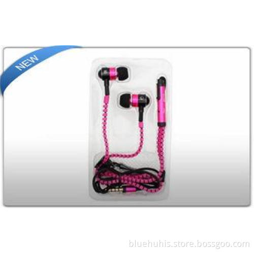 Metallic in ear zipper earphone , Wired earphones for compu